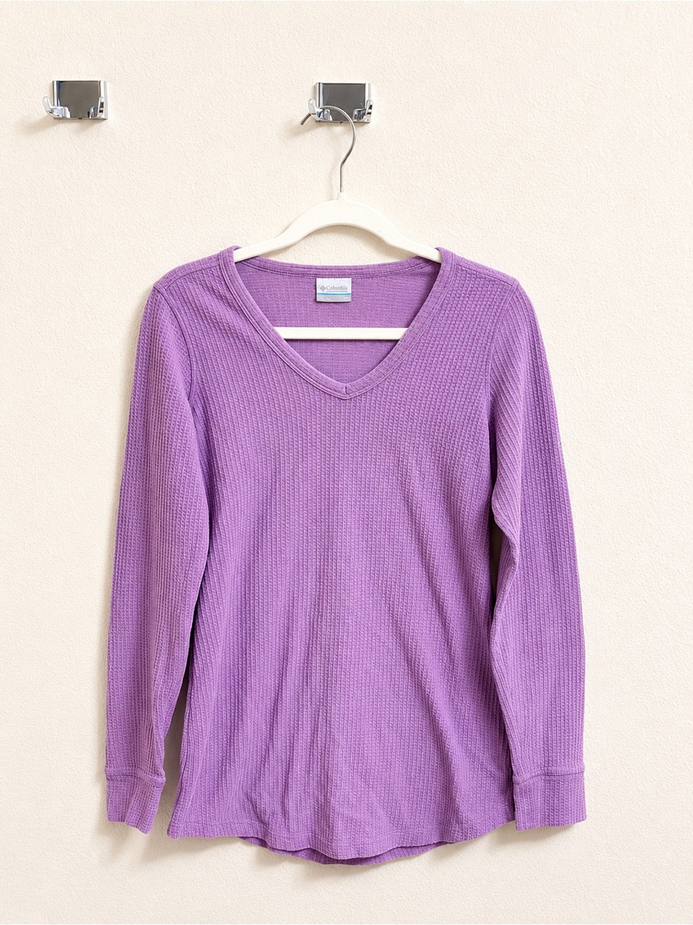 Columbia Women’s Purple Waffle Knit Long Sleeve Thermal Top – Size XS